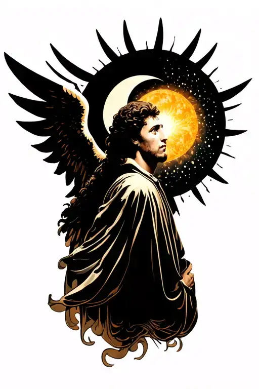 Angel Man With Sun And Moon And Sun