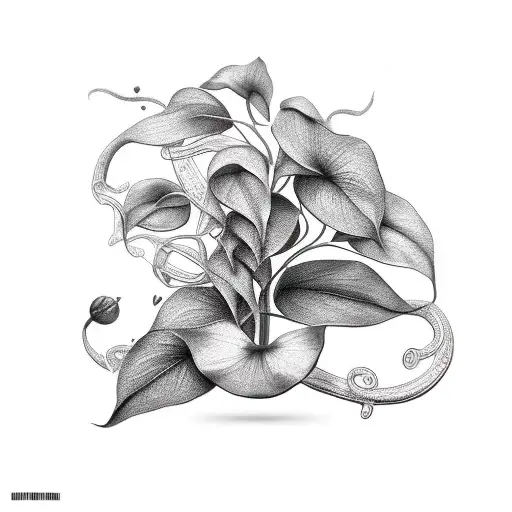 Golden Pothos Plant Forearm Viny Black White