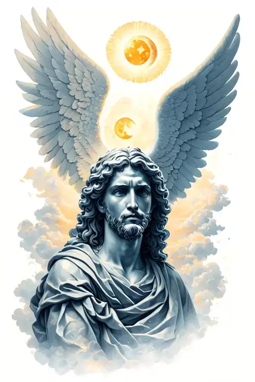 Angel Man With Sun And Moon And Heaven