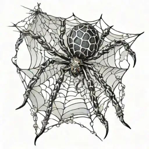 Spider With Diamonds At Its Arms Staying On Slimy Spider Web