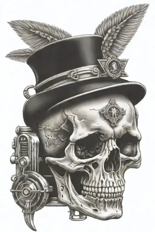 Realistic Skull With A Rolls Royce Car