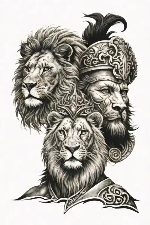 Warrior And Lion Face