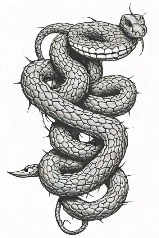 Snake Covered In Barbed Wire Wrapped Around Its