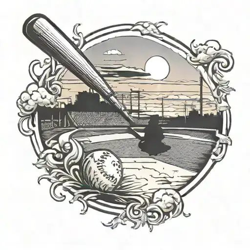 Sun Rising Over A Baseball Field