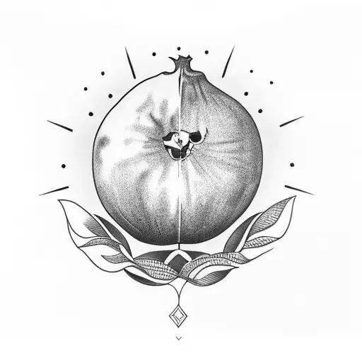 A Pomegranate Fruit In Black And White And The Sun Of Argentina Flag