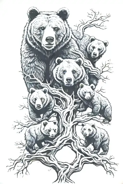 Grizzly Family Tree Intertwined