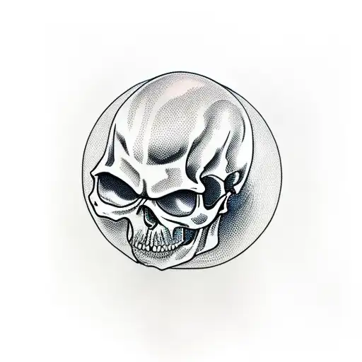 Full Back Skull With Raven In Eye