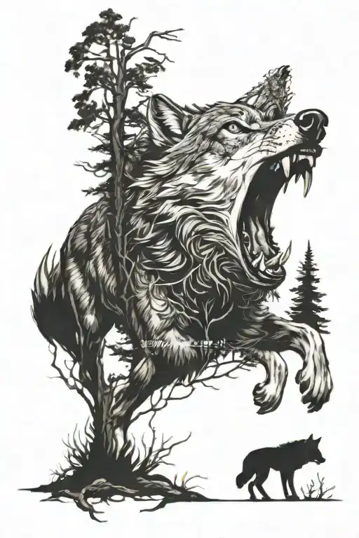 Dark Forest Wolf Growling