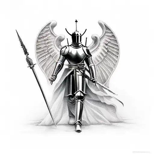 Incorporate The Image Of A Knight And An Angel In An Epic Battle Scene