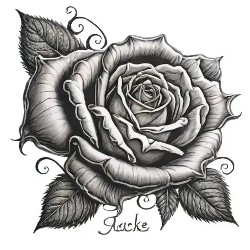 Rose With The Name Jackie Written From The Stem Wrapped