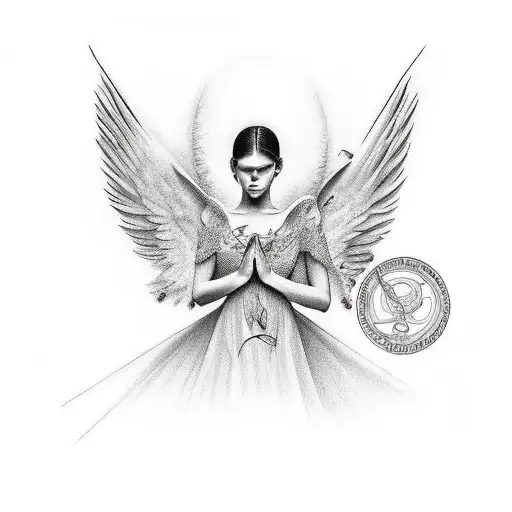 Angel Rezando Con Cruz