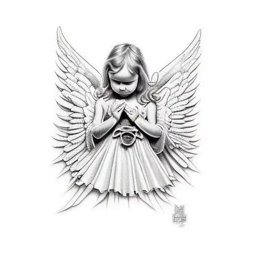 Angel Rezando Con Cruz