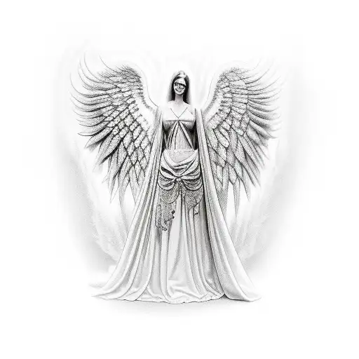 Angel Rezando Con Cruz