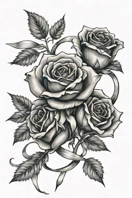 Rose With Ribbon Intertwined