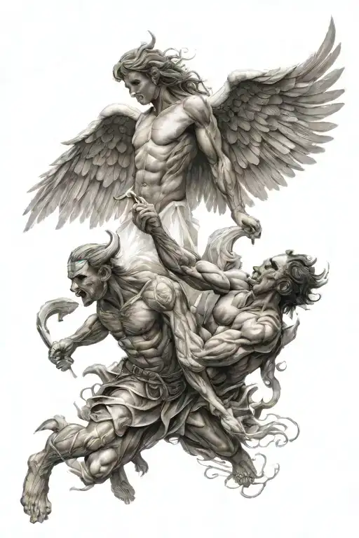 Angel Fighting A Demon