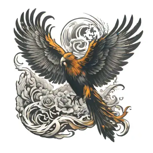 Man Phoenix Bird Taking Off