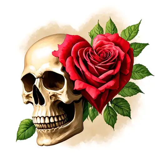 Skull Rose Date Heart Realism