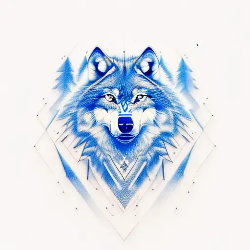 Wolf Head With Blue