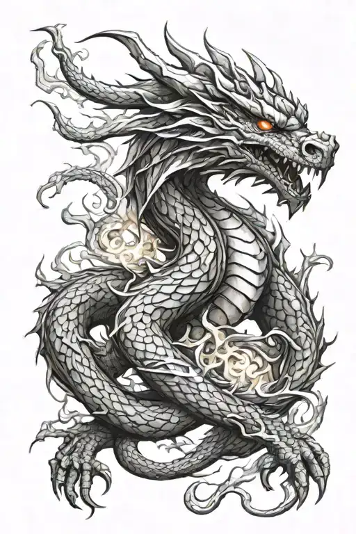 Dragon With Flames Wrapped