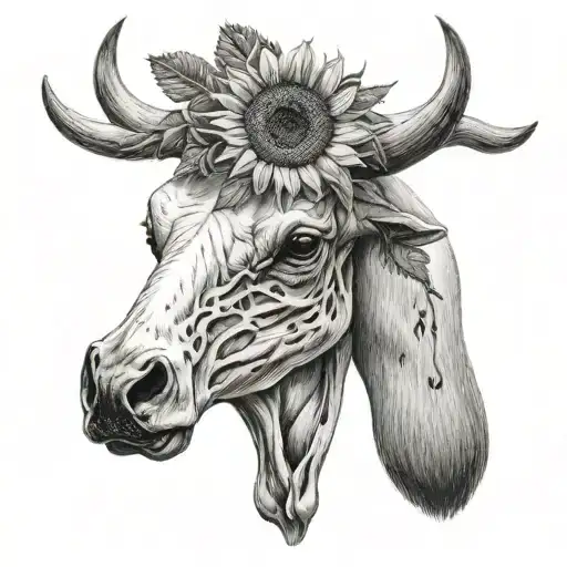 Sunflower And Longhorn Cow Skull