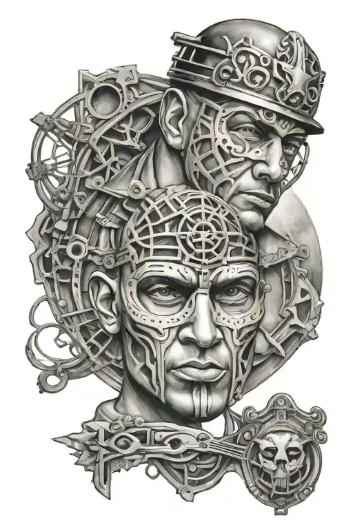 Prison Break Themed Tattoo Design Combining Element Of Baldwin's Mask From Heaven Kingdom