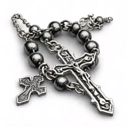 A Rosary Tattoo On A Person's Wrist