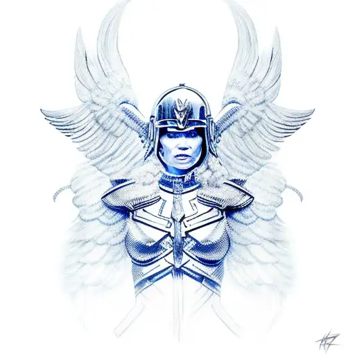 Valkyrie With Winged Helmet And Blue Lightning