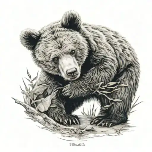 Two Bear Cubs Playing