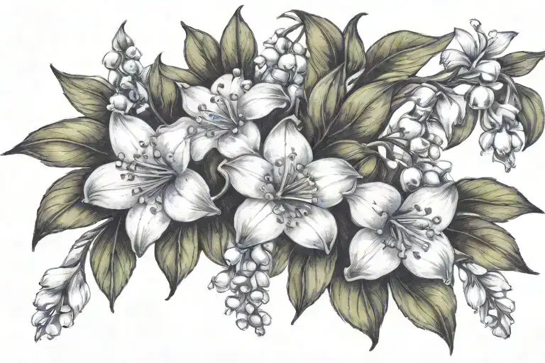 Lily Of The Valley And Larkspur Flowers Intertwined