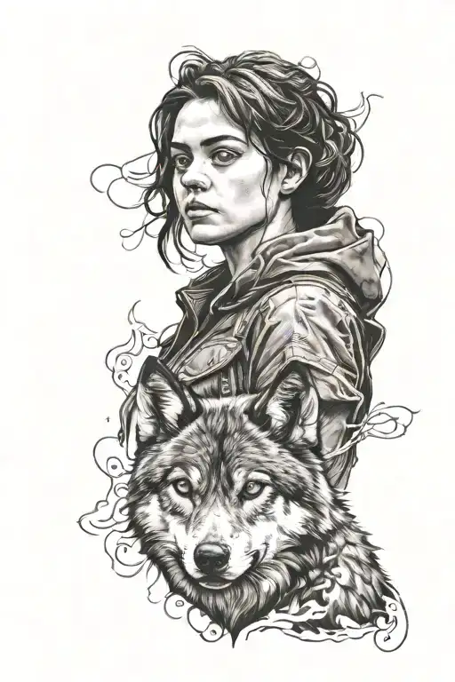 Arya Stark With A Wolf