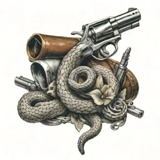 Snake And Guns Representing The Second Amendment