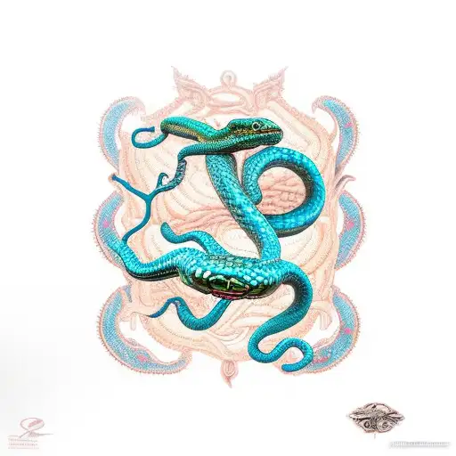 Turquoise Snake With Rose