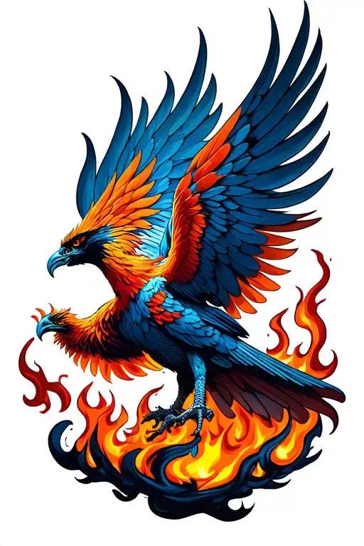 Phoenix Rising From Fire Flames