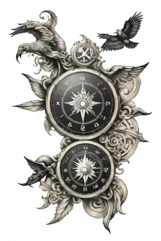 Zodiac Compass With Yin Yang Symbol