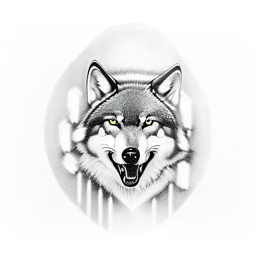 A Realistic Tattoo Of A Wolf Conductor Leading A Symphony Orchestra