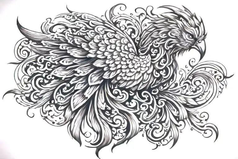 Phoenix Bird With Fractals