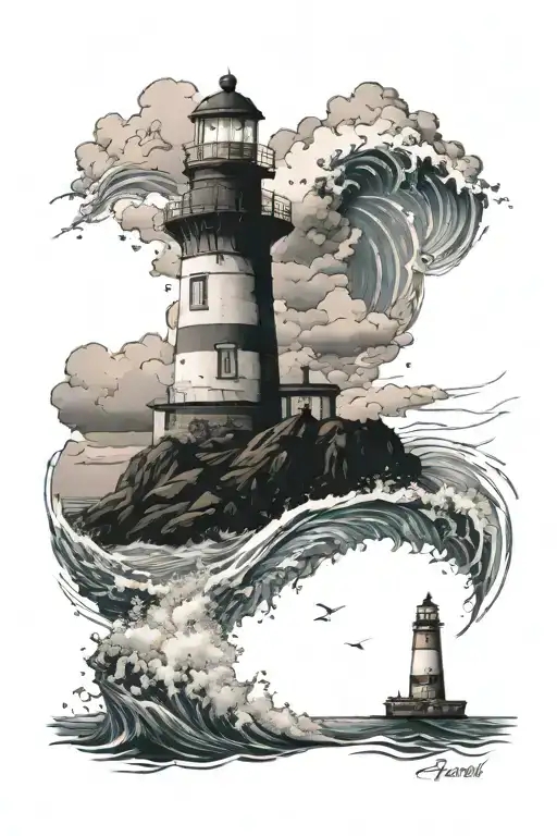 Lighthouse With Wavess