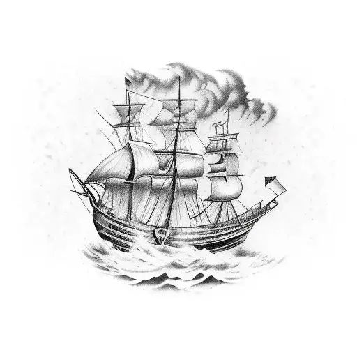 Three Pirate Ships In A Storm