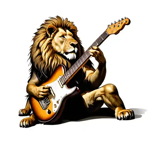 Lion Playing A Guitar