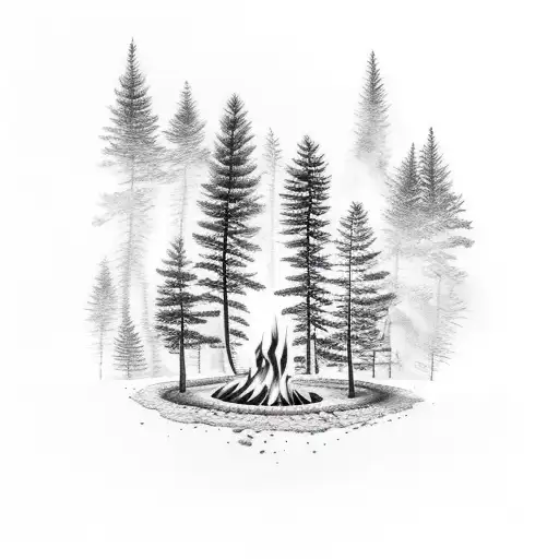 Pine Trees Bonfire White Hawk