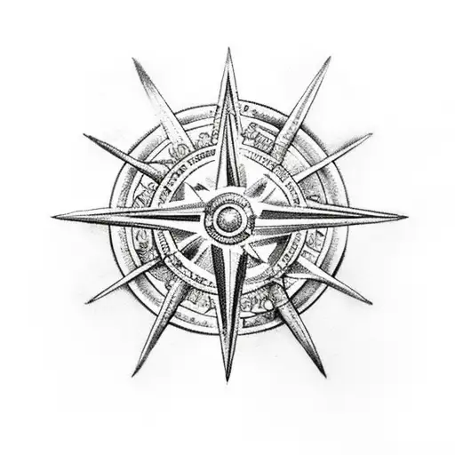 Greek God Poseidon With Star And North East Compass In Storm With His Sea Chariot Liking Twords Left