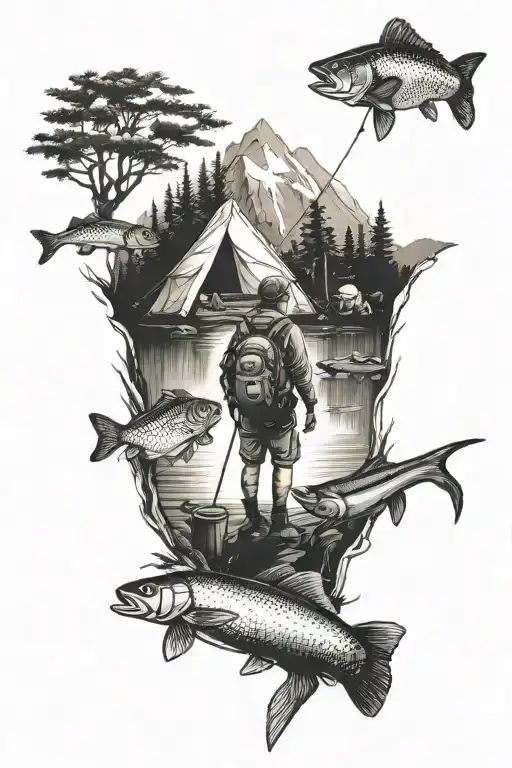 Couple Camping And Fishing