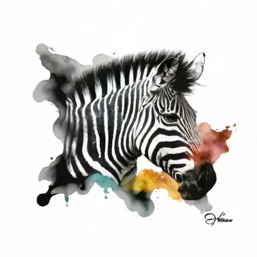 Zebra With Rainbow Watercolours