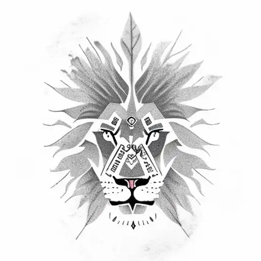 Angry Lion With Caesar Leafs And A Text 1999 Written Below