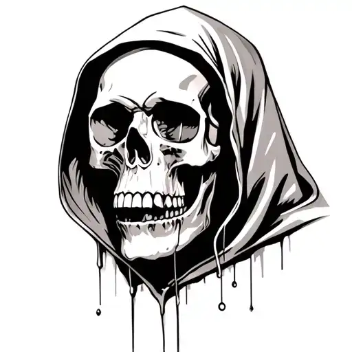 Hooded Skull Looking Downward