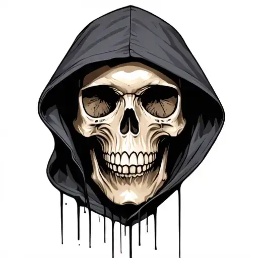 Hooded Skull Looking Downward