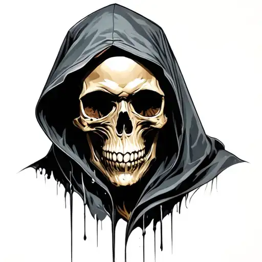 Hooded Skull Looking Downward