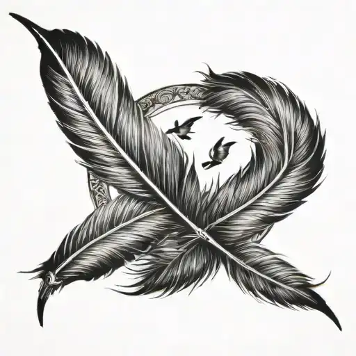 Feather Infinity Symbol Flying Birds