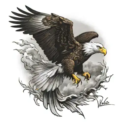 Eagle Flying Viciously