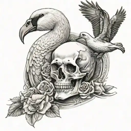 Skull Mute Swan And Bear